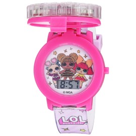 L.O.L. Surprise! Kids Light-Up Spinner LCD Watch – Digital Time Display with Spinning Cover & Flashing Lights – Adjustable Fit for Wrist Sizes 5.5"-8" – Gift-Ready Tin Box