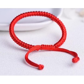 Lucky Red String Line Bracelet for Good Fortune Success and Kabbalah Protection, Against Evil Eye Handmade Jewellery Cord for Woman and Man by Mascoto