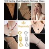 Collar magnético de plata de ley S925, cierre magnético para