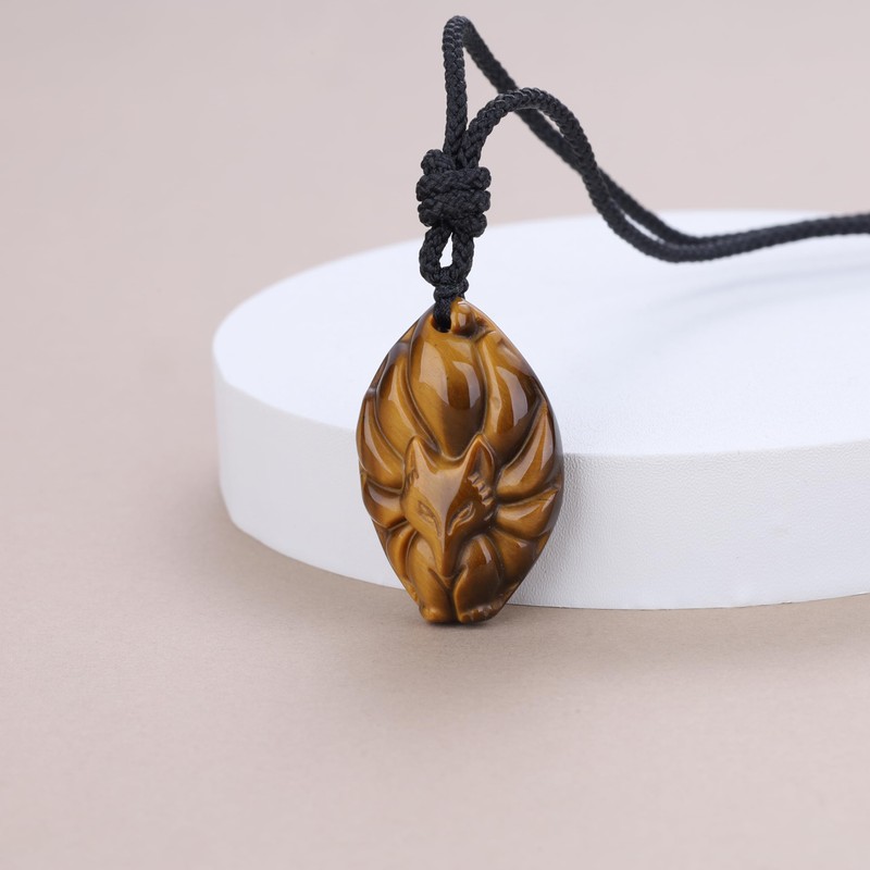 COAI Tiger Eye Nine Tailed Fox Necklace for Women Men