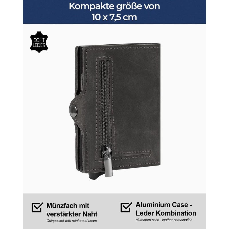 Lederhand Swipe Vintage, black, Retro