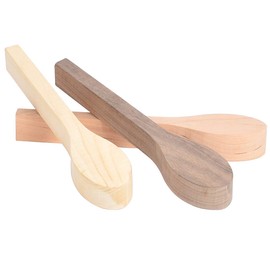 3Pcs Wood Carving Spoon Blank Unfinished Wooden Craft Whittling Kit for Whittler Starter Kids,Basswood +Walnut +Cherry