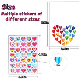 120 Sheets Colorful Heart Stickers, Valentines Stickers,Heart Stickers for Kids, Small Heart Stickers Clip Art Decorations, Self-Adhesive Stickers with 12 Styles and 10 Blank Cards.