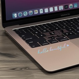 WCDHOR 2 x Hello Beautiful Rearview Mirror Decal Water Bottle Stickers Affirmation Reminder Sticker Laptop Bumper Sticker Tumbler Vinyl Sticker Car Mirror Decal (Hello Beautiful, Holographic Opal)