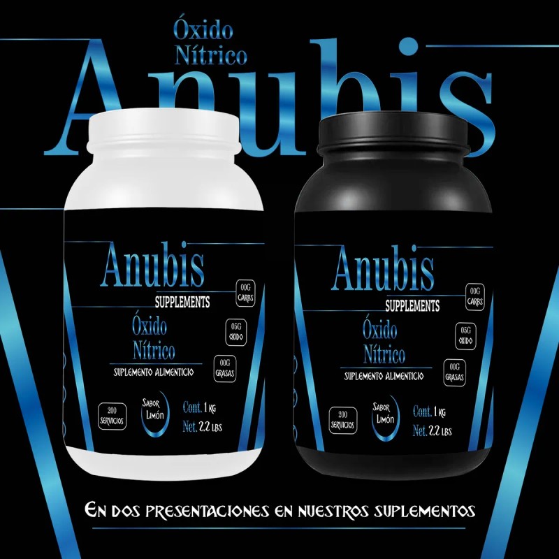 Óxido Nítrico Polvo Anubis 1kg Pre Entreno 200 Servicios Limón