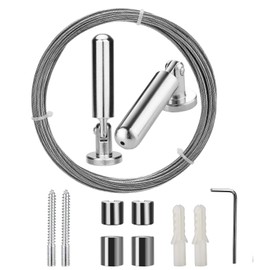 OOTSR Curtain Tension Wire Net Curtain Tieback Rod Set Photo Picture Hanging Wire Wall Mount Children’s Art Projects Display Curtain Wire Stainless Steel Clothesline Wire (5 Meter)