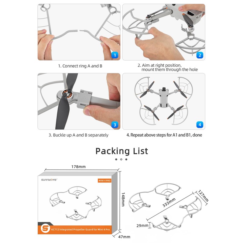 Honbobo Mini 4 Pro Propeller Protector Compatible with DJI Mini