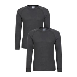 Mountain Warehouse Talus Mens Thermal Baselayer Top - Quick Drying Jumper, Easy Care, Long Sleeves, Sweater, Breathable, Lightweight & High Wicking Charcoal L