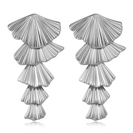 RAUCHBE Silver Shell Dangle Earrings for Women Seashell Drop Dangle Earrings Ocean Beach Earrings Summer Jewelry