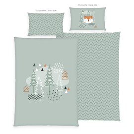 Herding Babybest Toddler Bedding Set, Nordic Forest Reversible Motif, Pillowcase 40 x 60 cm, Duvet Cover 100 x 135 cm, with Zip and Envelope Closure, 100% Cotton/Renforcé
