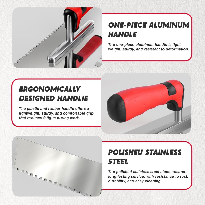 AuntyFey 6Pcs Tile Tools Set, Tile Trowel Concrete Tool, Notched