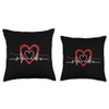 EKG Heartbeat Love Cardiogram Tees Hollow ECG Heart Nurse Throw