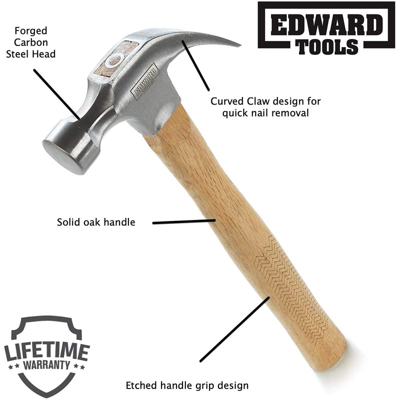 Edward Tools Oak Claw Hammers 16 oz (Pack of 6)