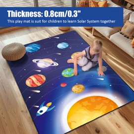 Space Rug for Kids Room Solar System Area Rugs for Boys Bedroom Kids Rugs for Playroom Space Planet Theme Play Mat for Kids Living Room Dining Room Classroom Decor 36x60 inch