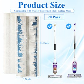 YAYODS 20 Pack Power Mop Refills Compatible with Swiffer PowerMop, Disposable Power Mop Pads Power Mop Wood Refills Replacement for Multi Surface Floor Cleaning