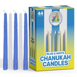 Ner Mitzvah Hanukkah Candles - Blue and White Chanukah Candle - Premium Quality Wax - 44pk. for All 8 Nights of Hanukkah