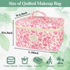 WYJ Pink Large Quilted Floral Makeup Bag Cute Soft Coquette