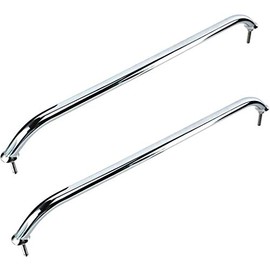 Amarine Made 2-Pack 12", 16", 18" Polished Stainless Heavy Duty Oval Boat Marine Grab Handle Hand Rail with Flange & Stud (12")