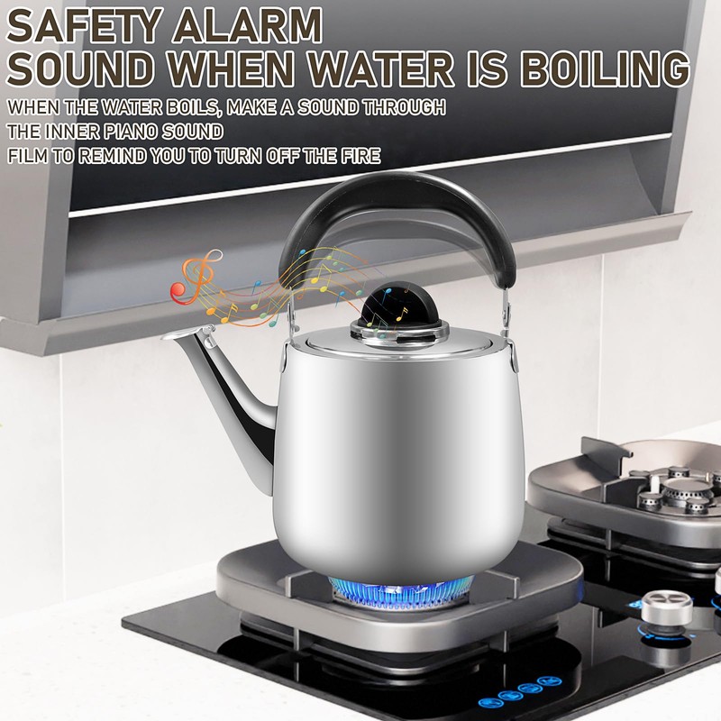 3Quart/3L Stovetop Kettle, Stainless Steel Whistling Tea Kettle with Universal