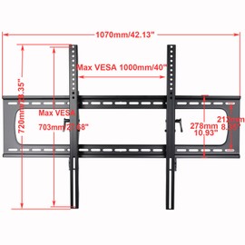 VideoSecu Heavy Duty Extra-Large Tilt TV Wall Mount Bracket for Most 55"-90" LED, LCD, OLED, Plasma Flat Screen TVs up to VESA 1000x700 mm and Loading 280lbs Fits 16" and 24" Wall Studs MP806B WVT