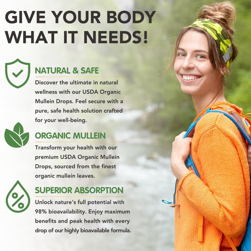 Mullein Leaf Extract for Lungs, 60ml Mullein Leaf Liquid Drops,Natural