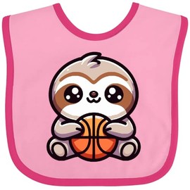 inktastic Basketball Sloth Baby Bib Pink and Fuchsia 450bf