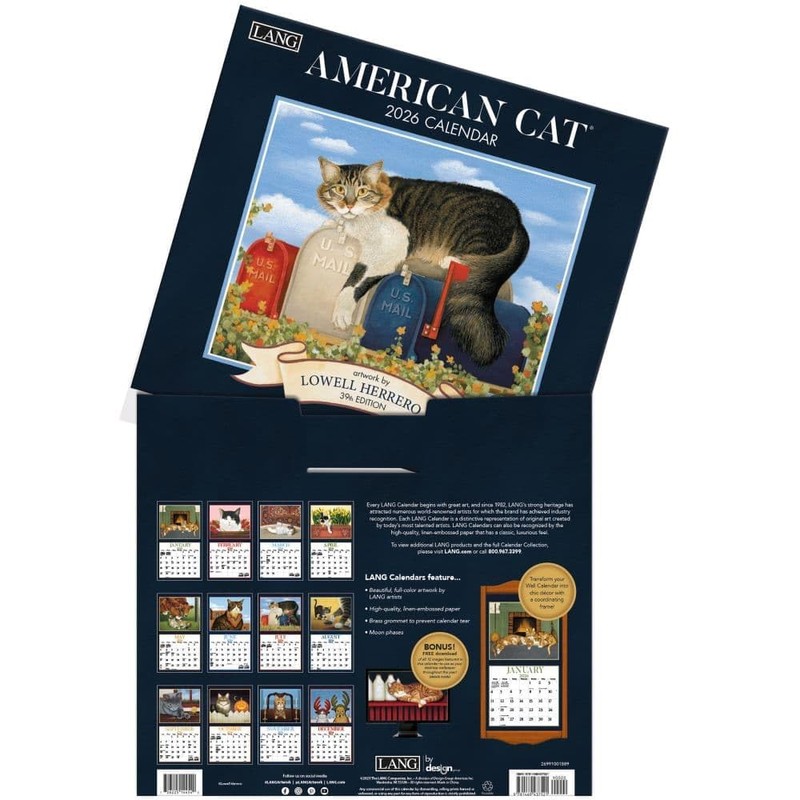 Lang Companies, American Cat 2026 Wall Calendar by Lowell Herrero,