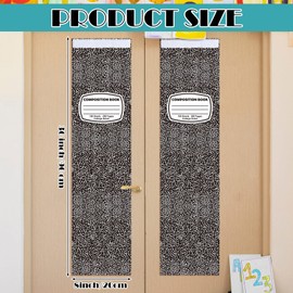 Threehoney 2 Pack Composition Book Classroom Door Window Cover Blackout 8 x 36 Inch Locking Curtains for Glass Door Window Blackout Curtains for Kindergarten Teacher Office Decoration