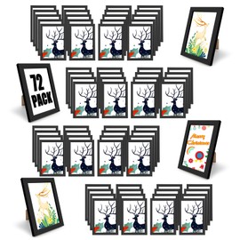 YOUKE OLA Set of 72 Picture Frame Bulk Photo Frames with Mat Wall Mounting Simple Photo Frames Multi Picture Frames for Wall or Tabletop, Black 4x6 Inch