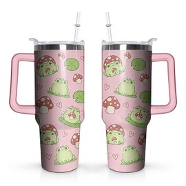 wxmbdzq 40 oz Frog Tumbler with Handle and Straw Lid,Leak Proof Travel Stainless Insulated Tumbler,Cup Holder Friendly,Perfect for Outdoor Travel Car and Sports