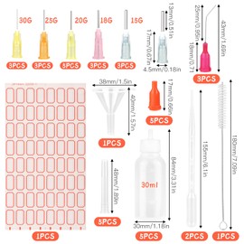 JIANGZHIB Pack of 5 Needle Bottles, 30 ml Applicator Bottle Set, Needle Tip Precision Tips Applicator with 20 Dispensing Fine Needles, Dosing Bottle for DIY Craft Refill Glue, Acrylic Paint, Oil