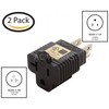 AC WORKS 15 to 20Amp 125Volt T-Blade Adapter (2PK-Compact)