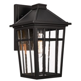 Darkaway Large Outdoor Sconce Lights Wall Light Fixtures, 14inch Front Porch Light Outdoor Aluminum Wall Light with Glass Exterior Light Fixture for Patio, Yard, Doorway, Garage (Large, Black)