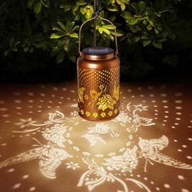 Solar Lanterns Outdoor Waterproof Butterfly Garden Decor Hanging Solar Lights Birthdays Gifts for Women Mom Grandma Garden Decorative Metal Lights for Yard, Backyard, Patio, Porch