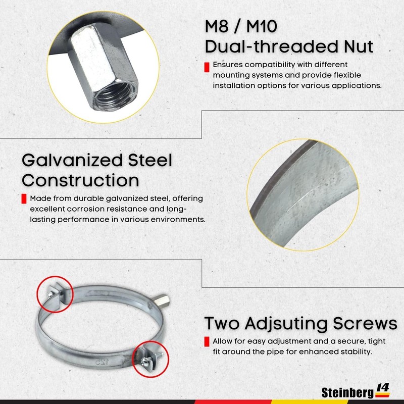 Steinberg14 - Ducting Clamp 125mm / 5'' - Galvanized Steel