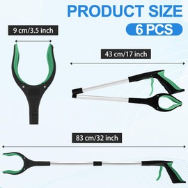 Tottist 6 Pack 32 Inch Commercial Trash Grabber for Elderly Assist, Heavy Duty Lightweight Reacher with Ergonomic Handle & Non-Slip Grip, Multi-Use Outdoor Home Garden Cleanup Mobility Aid ToolGreen)