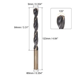 sourcing map 2pcs Jobber Drill Bits 9mm (0.354") Black Nitride & Gold Titanium Coated M2 High Speed Steel (HSS) Twist Drill Bits for Stainless Steel Aluminum Alloy Metal