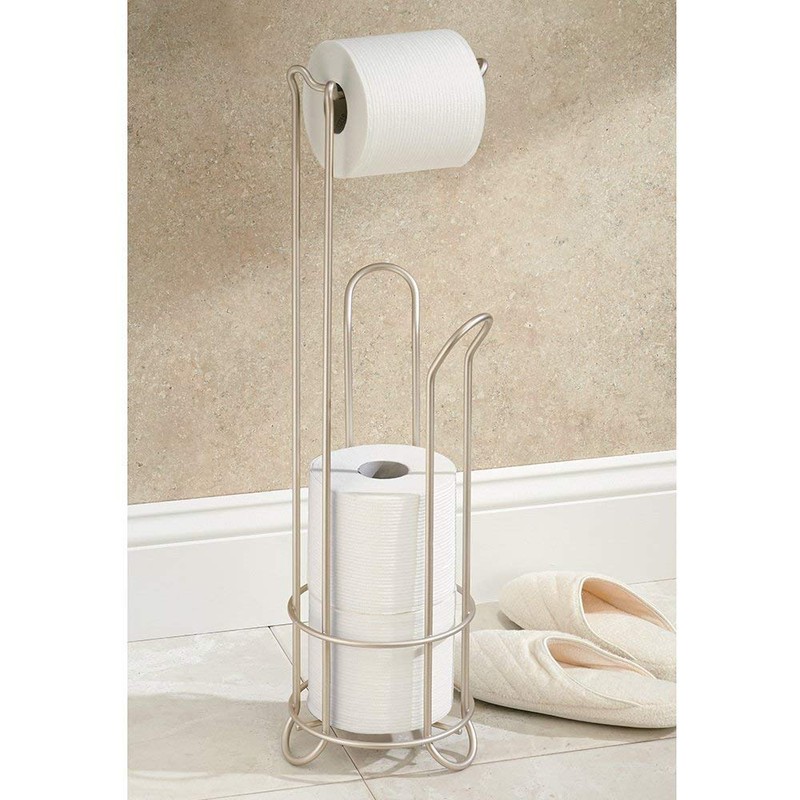 iDesign Classico Metal Toilet Tissue Roll Reserve Organizer for Bathroom,