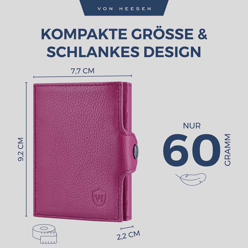 VON HEESEN Slim Wallet with Coin Compartment & RFID Protection