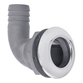 White Water 6655N-90-SCP 90 Degree Thru-Hull Scupper with Stainless Trim, 1-1/2"