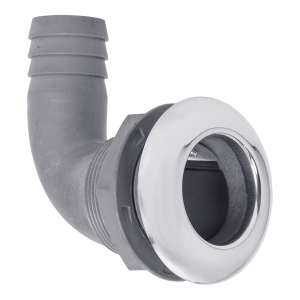 White Water 6655N-90-SCP 90 Degree Thru-Hull Scupper with Stainless Trim,