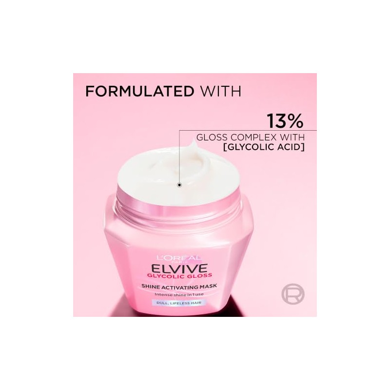 L'Oréal Paris Elvive Glycolic Gloss Shine Activating Hair Mask, With