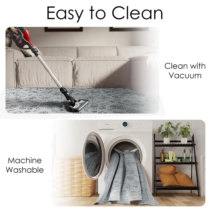 HOYAWU Washable Area Rug, 5x7 Living Room Rug, Boho Low-Pile