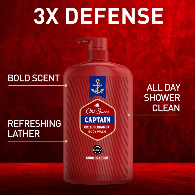 Old Spice Refreshing Body Wash for Men, 3X Defense, 24/7