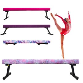 Peakpath 8FT Adjustable&Foldable Gymnastics Balance Beam,Home Gym Equipment,Easy Assembling and Storage,No Tool Require,for Kids Children Girls Training (PINKGLITER, 8FT)