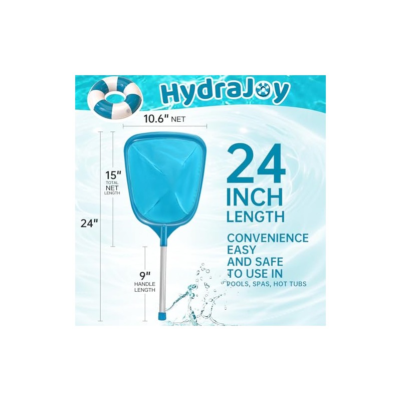 HydraJoy Pool Skimmer Net - Durable Leaf Rake for Clean
