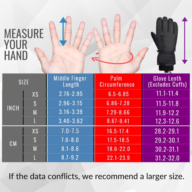 devembr Ski Gloves with Wrist Guards and Undercuff Design, Snowboarding