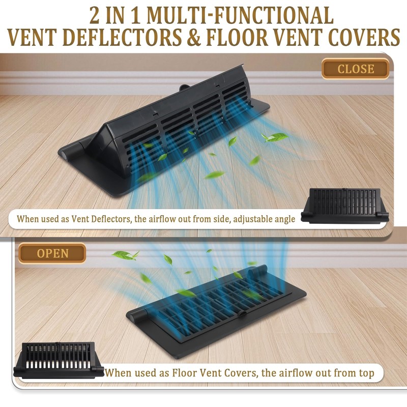 Vent Deflectors & Floor Vent Covers 4x10 inch, Easy Adjustable