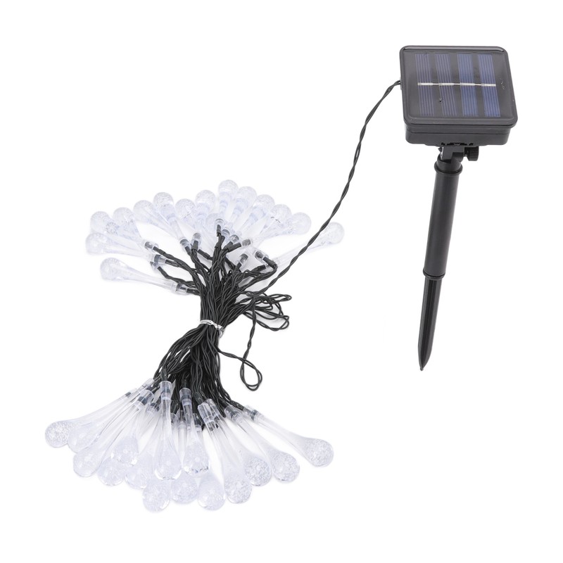 Solar Water Drop String Lights 21 Feet 30 LEDs Waterproof