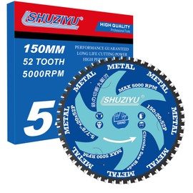 LSHUZIYU 150mm-52T, Metal Working Circular Saw Blade, Centre Hole 20mm with 15.88-10mm Washer, Compatible on Cordless Saw, Metal, Steel Iron Bar, Sheet, Angle Cutting